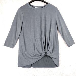 Green Envelope Womens Tunic Top Size S Scoop Neck Twist Front Quarter Sleeve